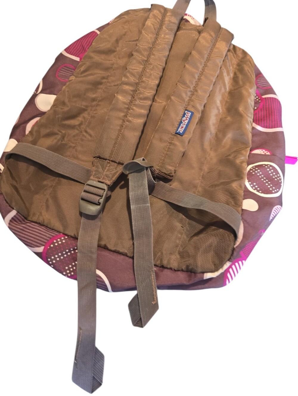 JanSport SuperBreak Backpack Brown Pink Circle Print School Book Bag Y2K Preppy - Picture 6 of 11